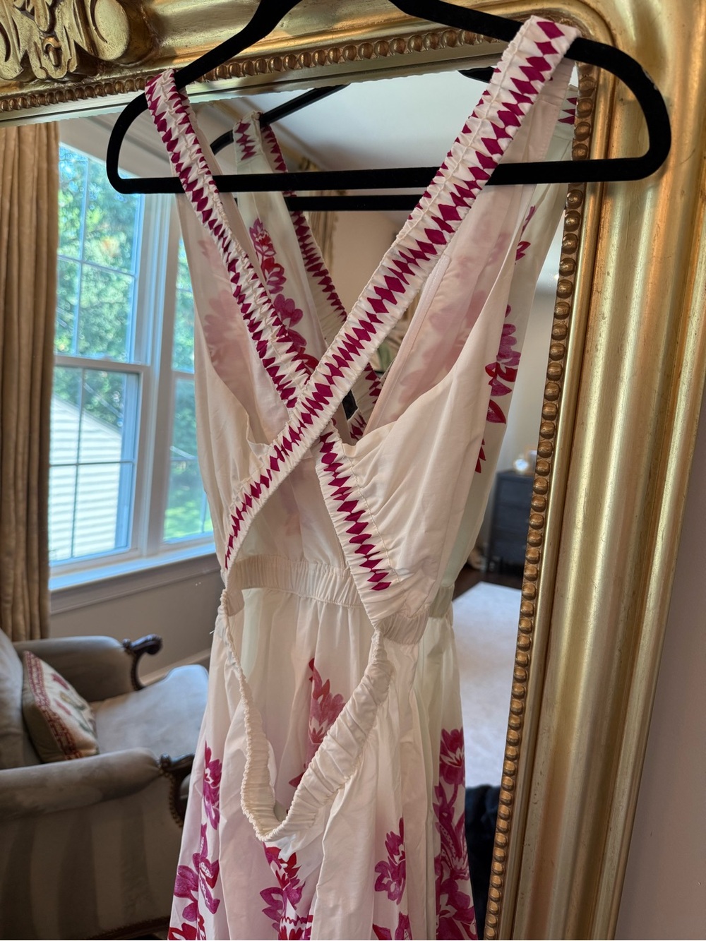 Farm Rio White Maxi Dress with Pink Floral Embroidery - Picture 3 of 5